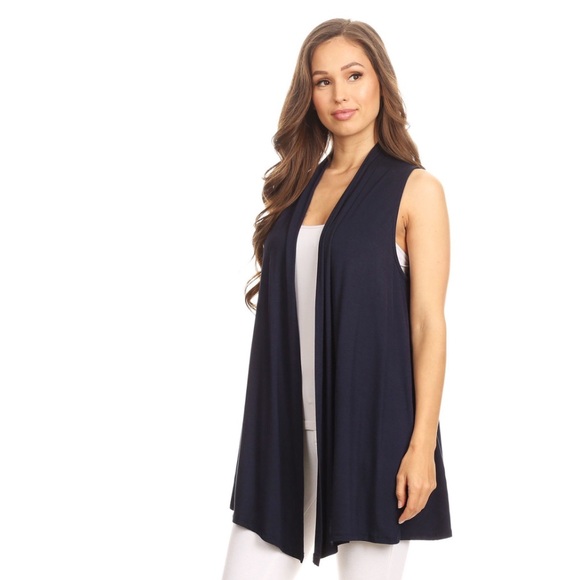 Kristin Nicole Sleeveless Draped Open Front Cardigan Vest - Picture 4 of 8